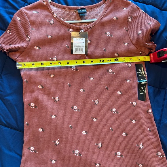 ART CLASS • Rust/Brown Top w/ Flowers • XL/ 14-16 - Picture 6 of 6